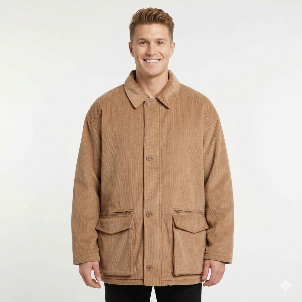Himalaya Outfitters Men's 3XLT Corduroy Tan Quilted Lined Barn Coat Field Jacket